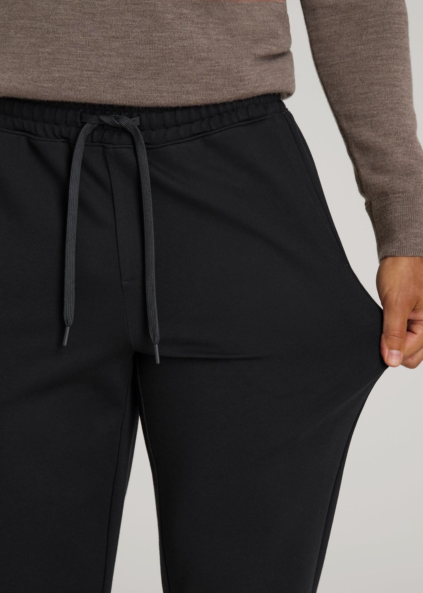American Tall Men Soft Flex Ponte Jogger for Tall Men in Black