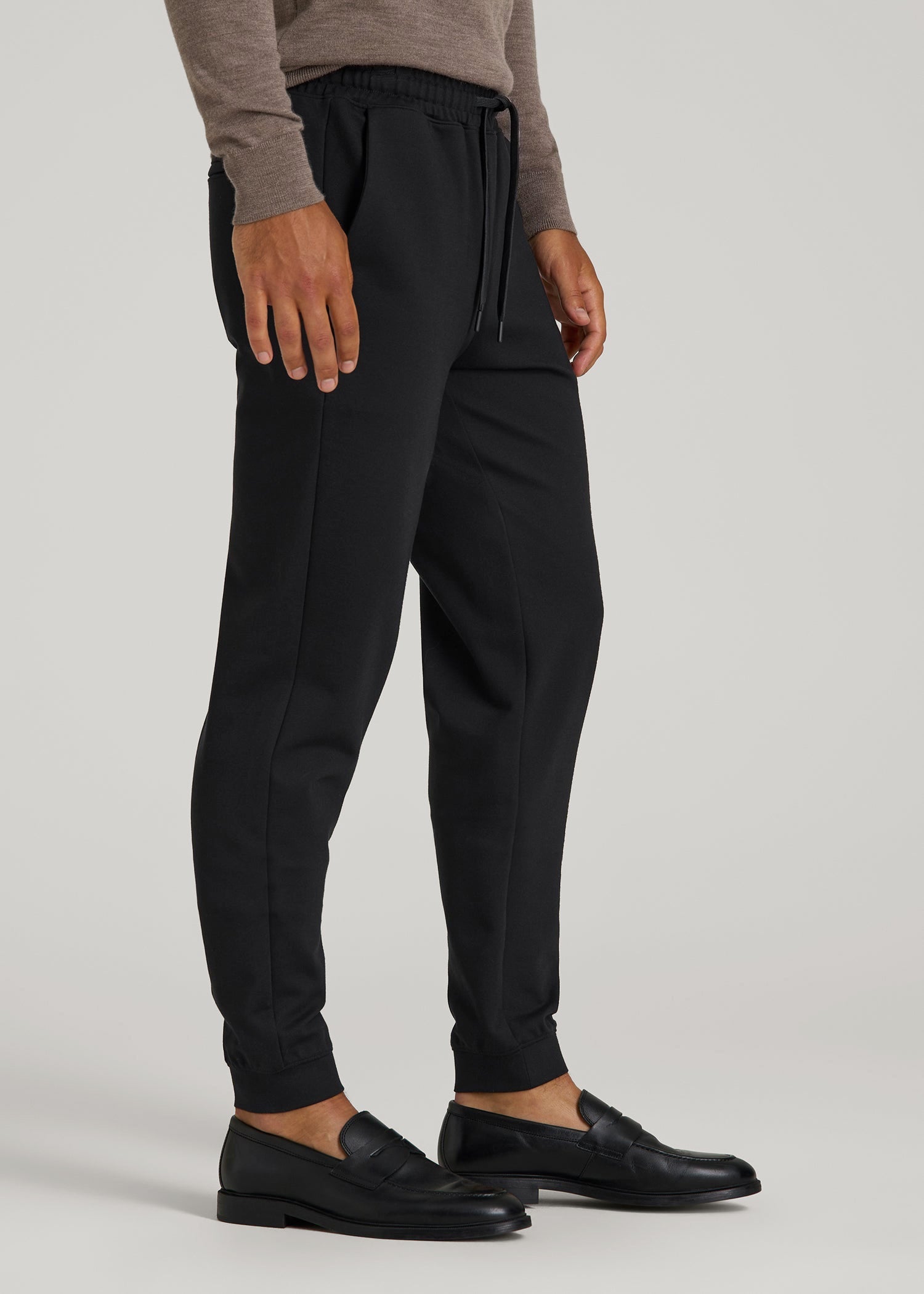 American Tall Men Soft Flex Ponte Jogger for Tall Men in Black