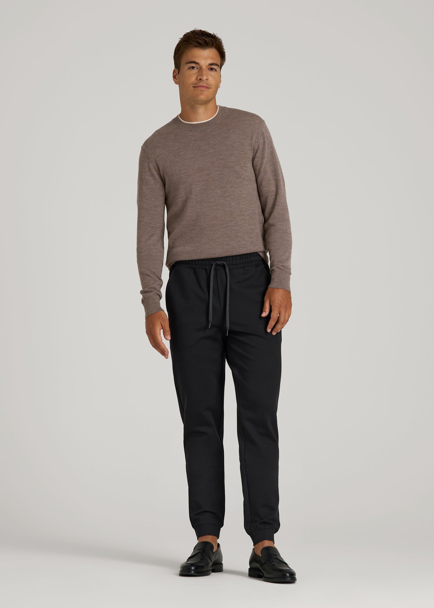 American Tall Men Soft Flex Ponte Jogger for Tall Men in Black