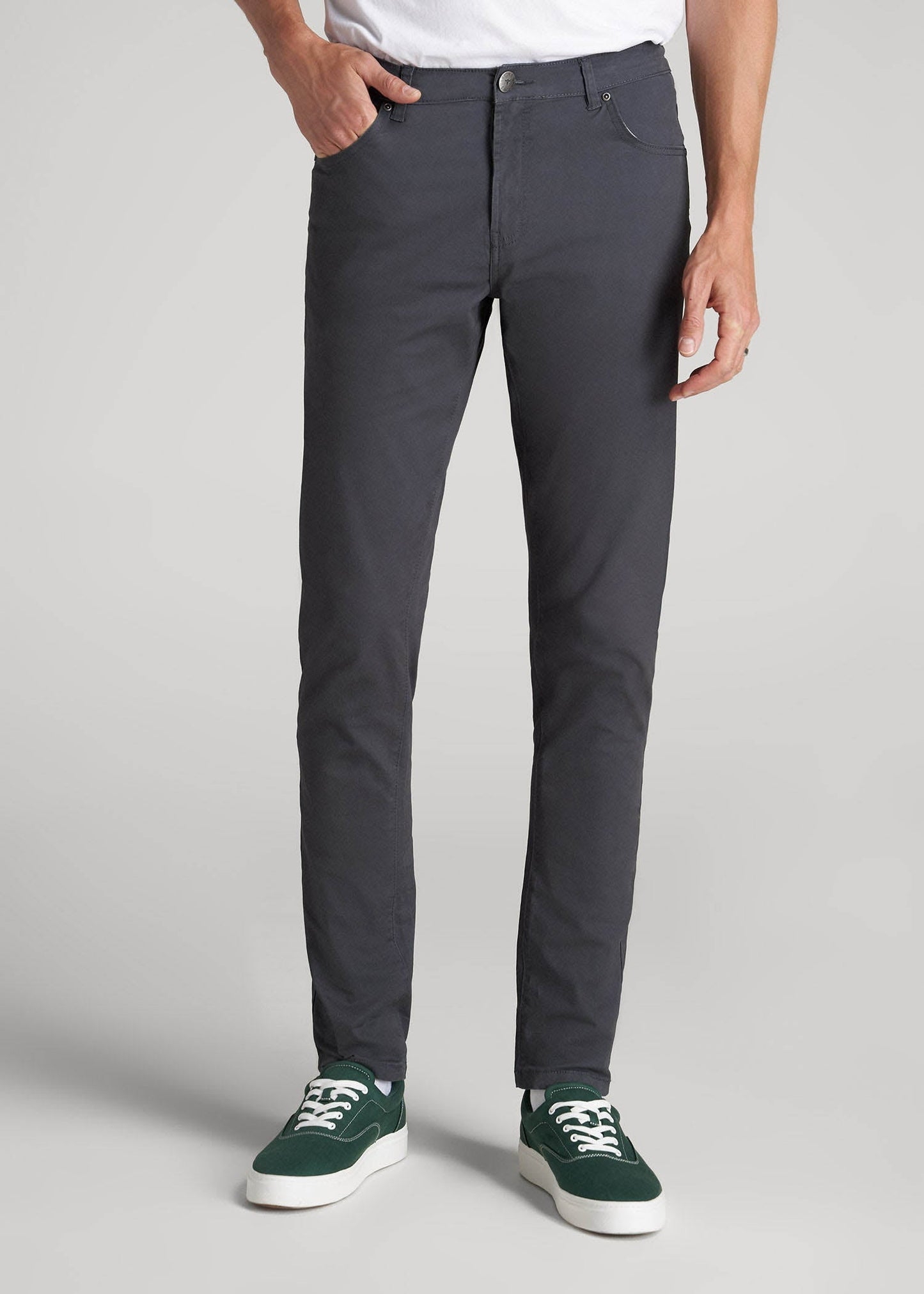 American Tall Men Carman TAPERED Fit Five Pocket Pants for Tall Men in Iron Grey