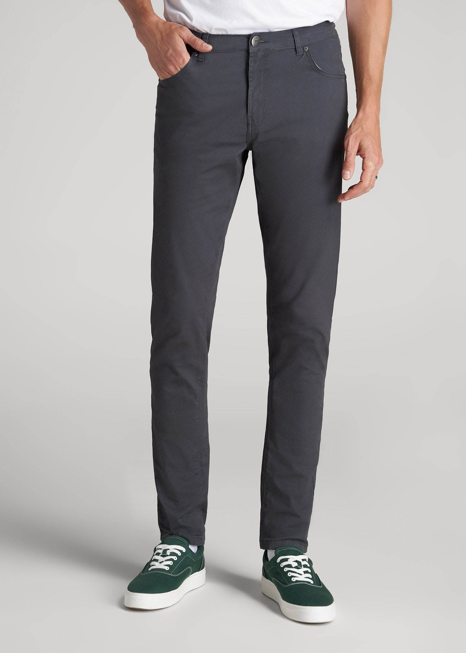 American Tall Men Carman TAPERED Fit Five Pocket Pants for Tall Men in Iron Grey