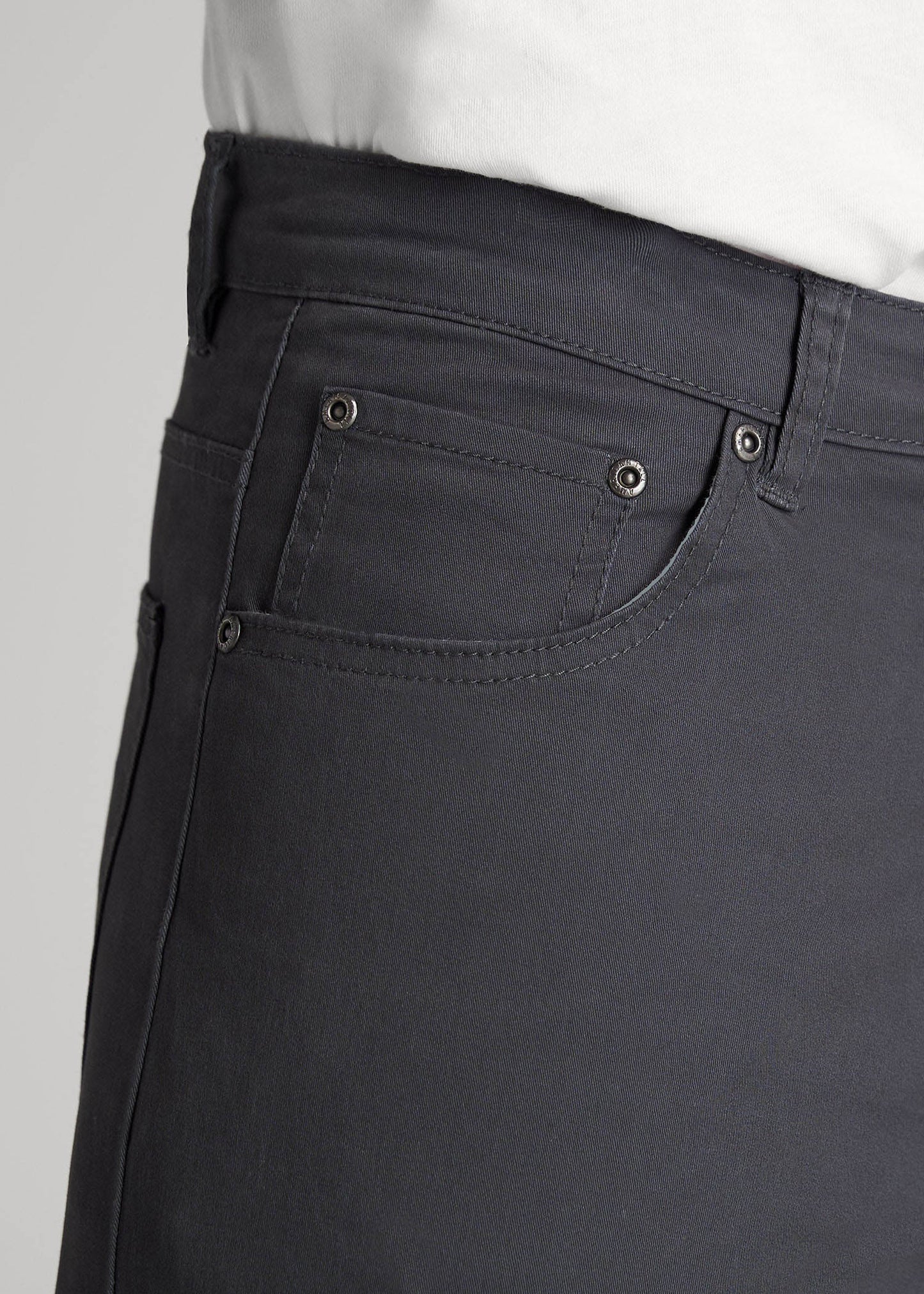 American Tall Men Carman TAPERED Fit Five Pocket Pants for Tall Men in Iron Grey