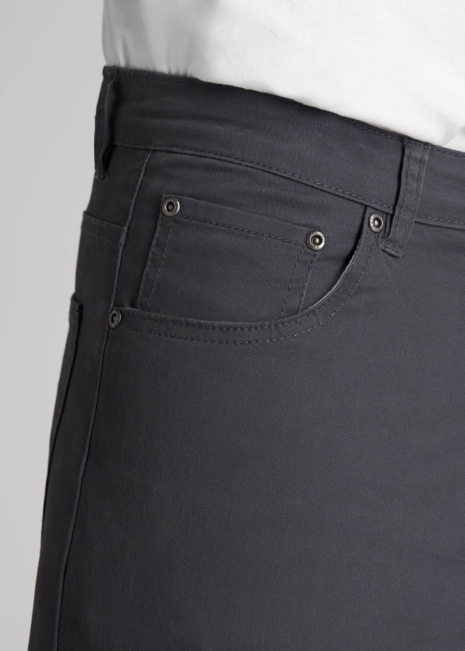 American Tall Men Carman TAPERED Fit Five Pocket Pants for Tall Men in Iron Grey