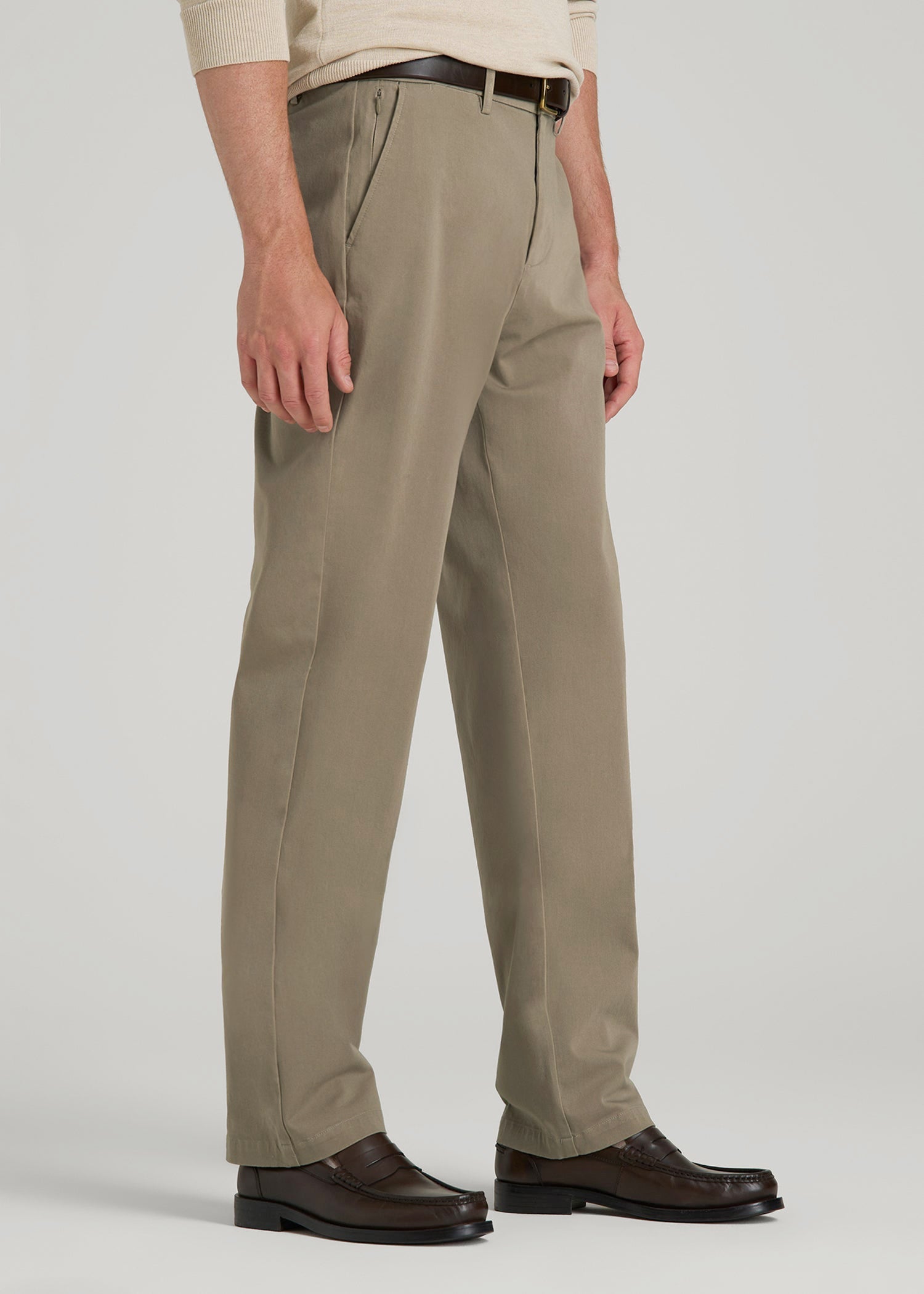 American Tall Men 4-Way Stretch Commuter Straight Chino Pants for Tall Men in Dusty Khaki