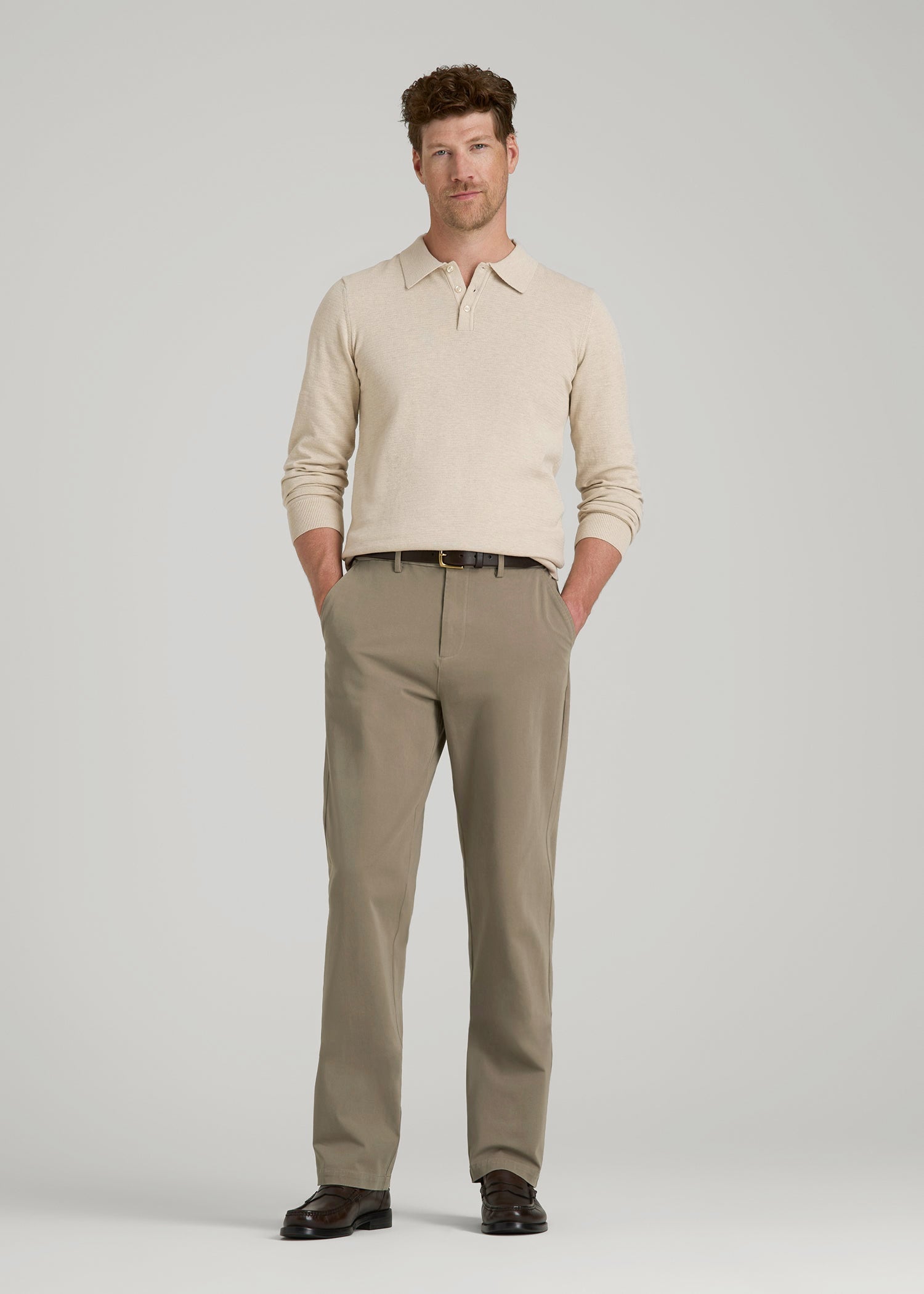 American Tall Men 4-Way Stretch Commuter Straight Chino Pants for Tall Men in Dusty Khaki