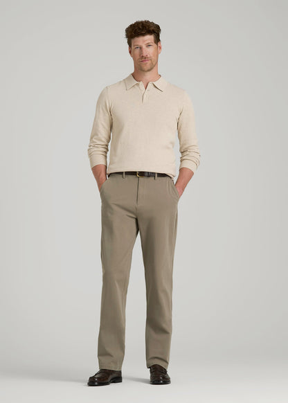 American Tall Men 4-Way Stretch Commuter Straight Chino Pants for Tall Men in Dusty Khaki