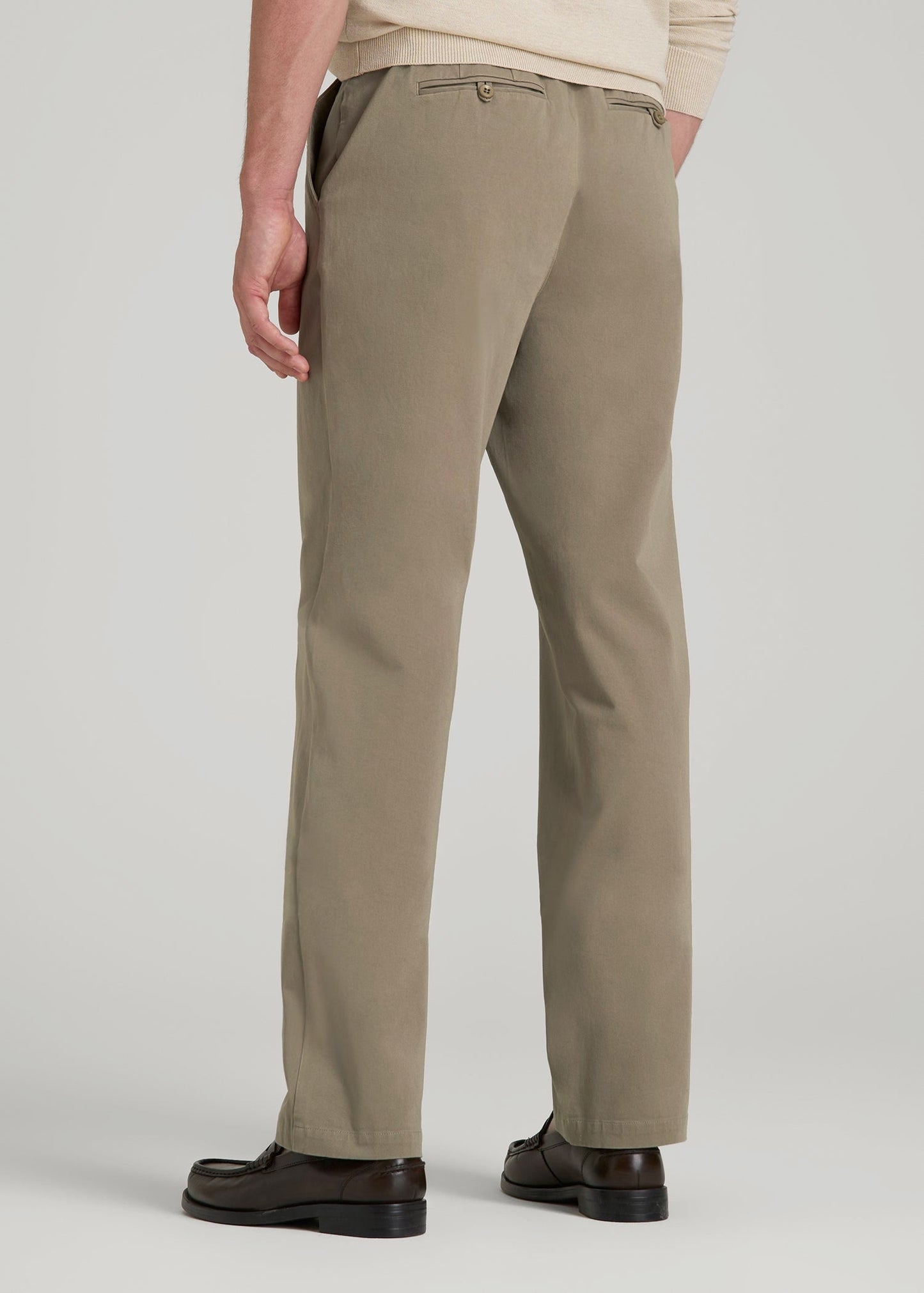American Tall Men 4-Way Stretch Commuter Straight Chino Pants for Tall Men in Dusty Khaki