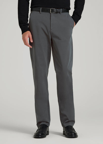American Tall Men 4-Way Stretch Commuter Tapered Chino Pants for Tall Men in Dark Ash