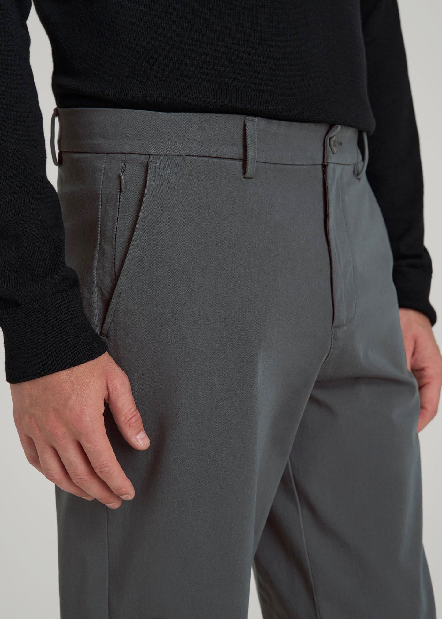 American Tall Men 4-Way Stretch Commuter Tapered Chino Pants for Tall Men in Dark Ash