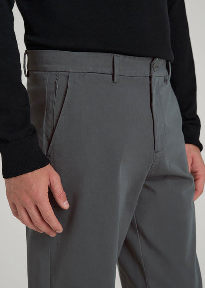 American Tall Men 4-Way Stretch Commuter Tapered Chino Pants for Tall Men in Dark Ash