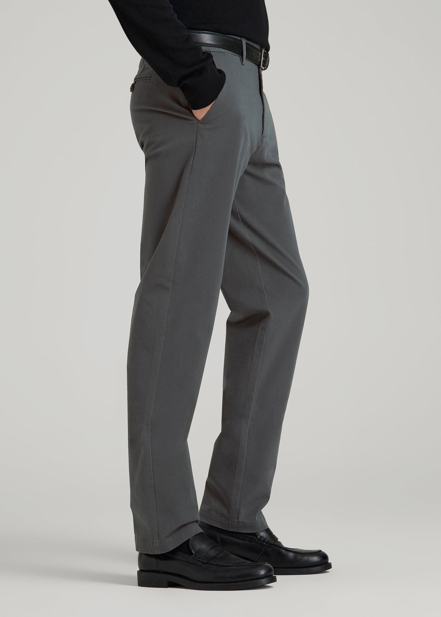 American Tall Men 4-Way Stretch Commuter Tapered Chino Pants for Tall Men in Dark Ash