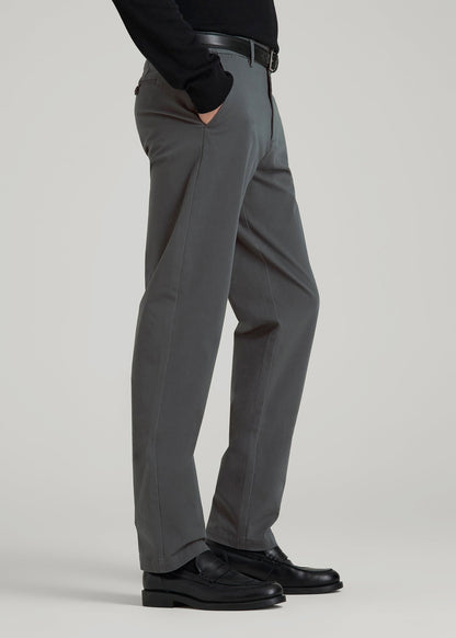 American Tall Men 4-Way Stretch Commuter Tapered Chino Pants for Tall Men in Dark Ash