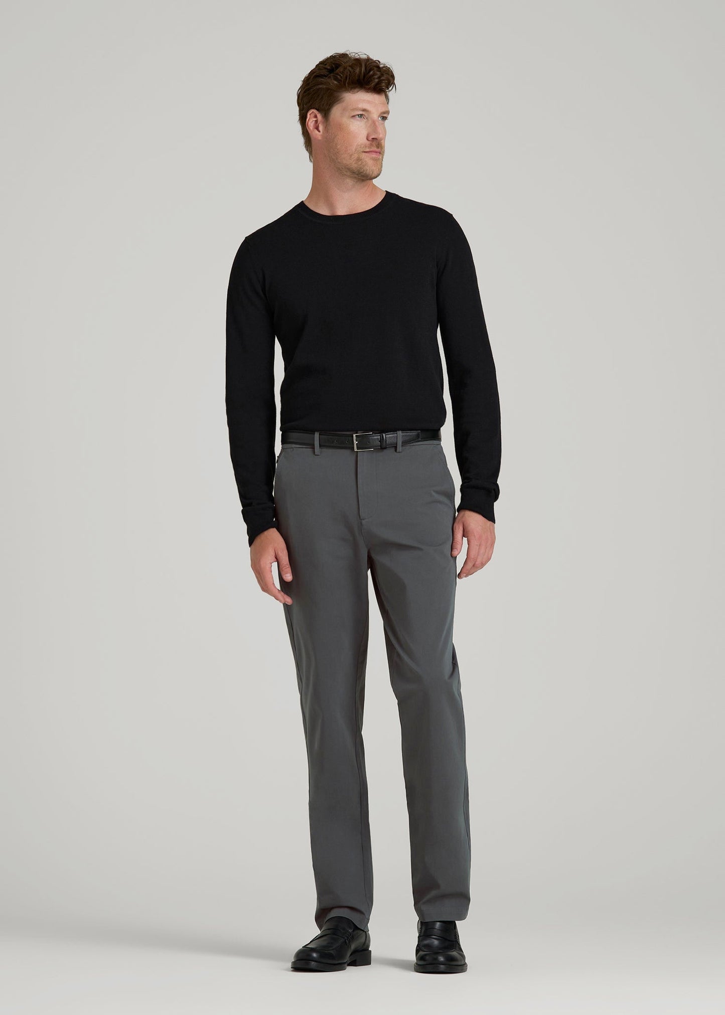 American Tall Men 4-Way Stretch Commuter Tapered Chino Pants for Tall Men in Dark Ash