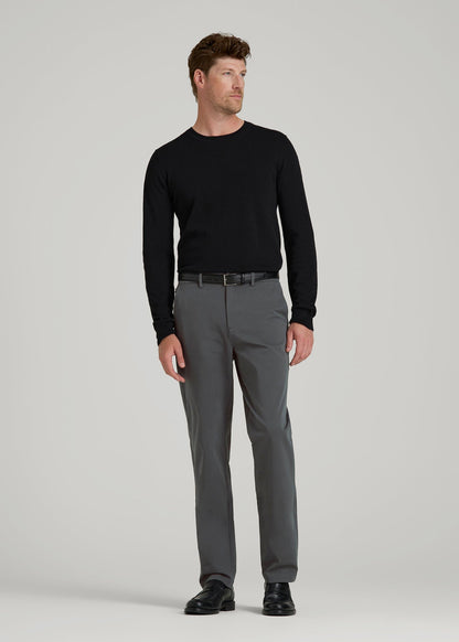 American Tall Men 4-Way Stretch Commuter Tapered Chino Pants for Tall Men in Dark Ash