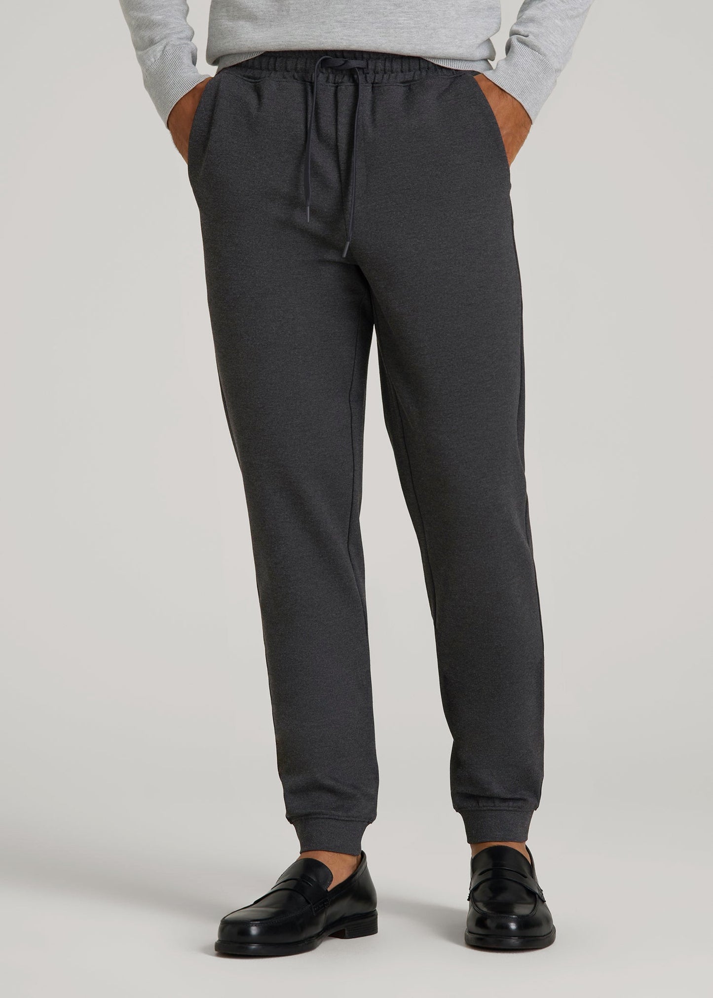 American Tall Men Soft Flex Ponte Jogger for Tall Men in Dark Charcoal Heather