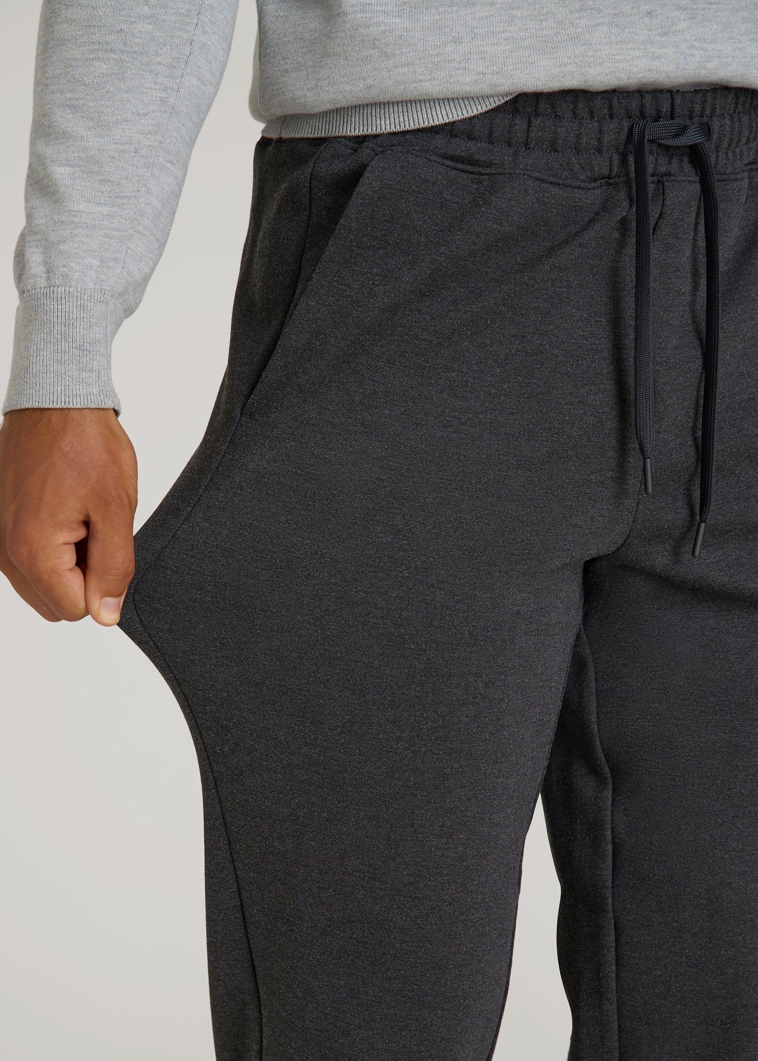 American Tall Men Soft Flex Ponte Jogger for Tall Men in Dark Charcoal Heather