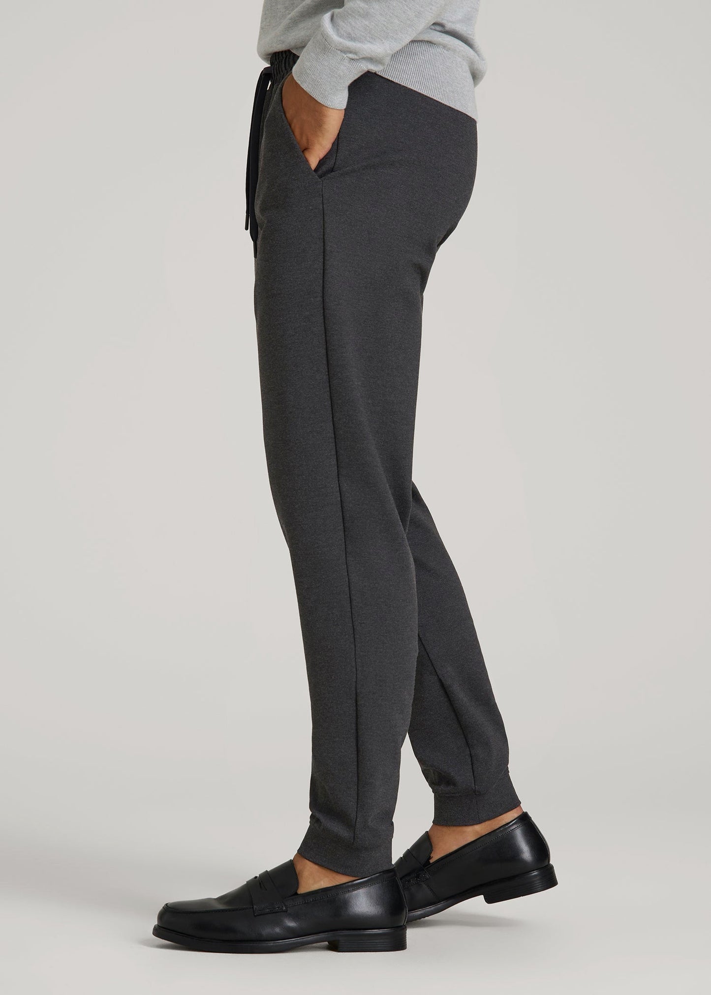 American Tall Men Soft Flex Ponte Jogger for Tall Men in Dark Charcoal Heather