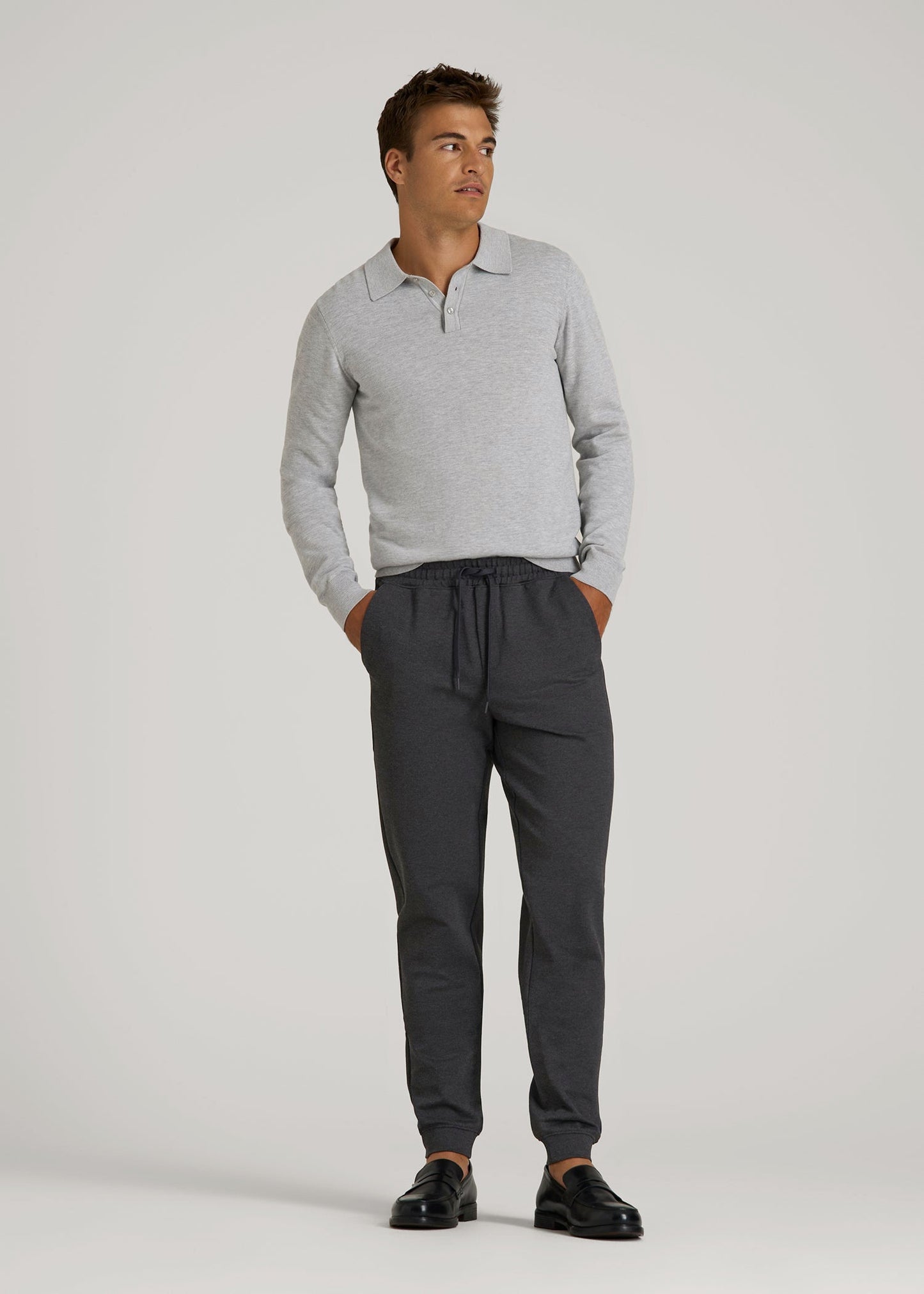 American Tall Men Soft Flex Ponte Jogger for Tall Men in Dark Charcoal Heather