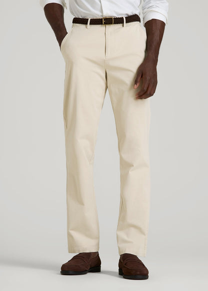 American Tall Men 4 Way Stretch Commuter STRAIGHT Leg Chino Pants for Tall Men in Light Stone