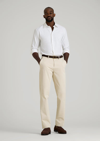 American Tall Men 4 Way Stretch Commuter STRAIGHT Leg Chino Pants for Tall Men in Light Stone
