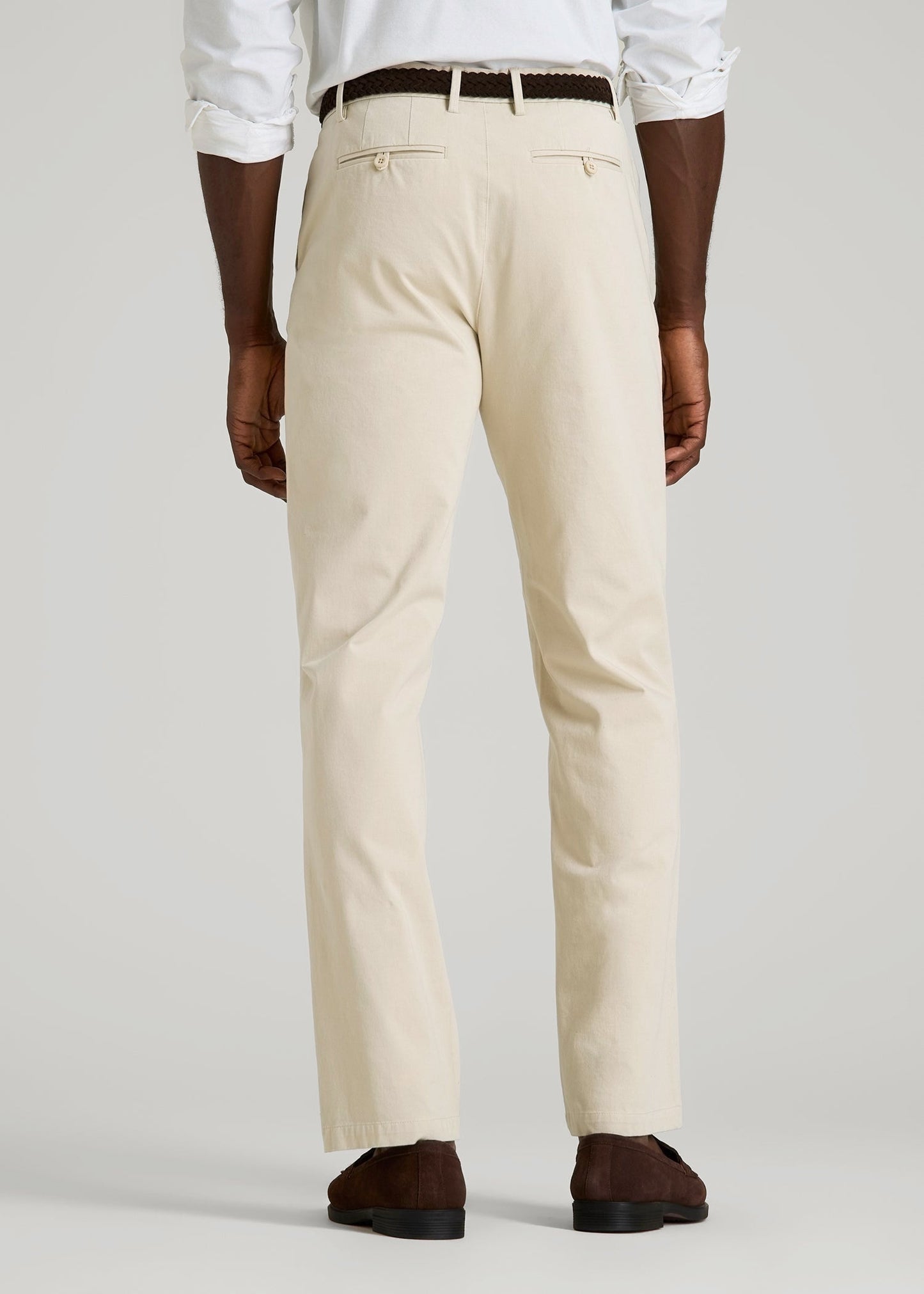 American Tall Men 4 Way Stretch Commuter STRAIGHT Leg Chino Pants for Tall Men in Light Stone