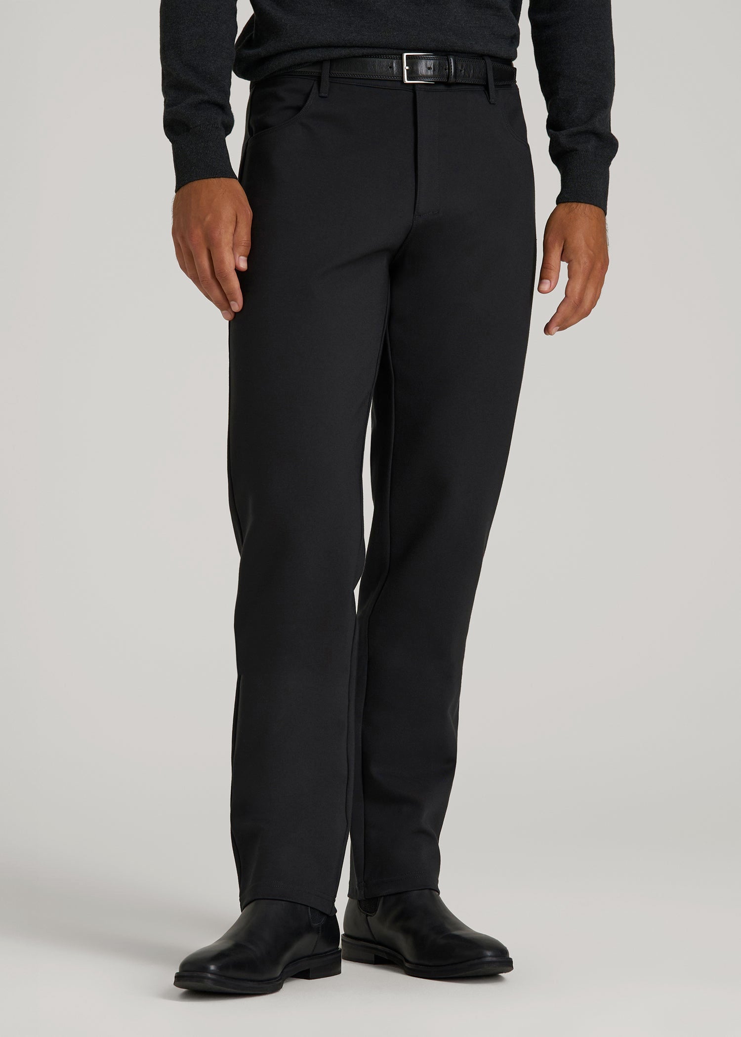 American Tall Men Soft Flex Ponte Pants for Tall Men in Black