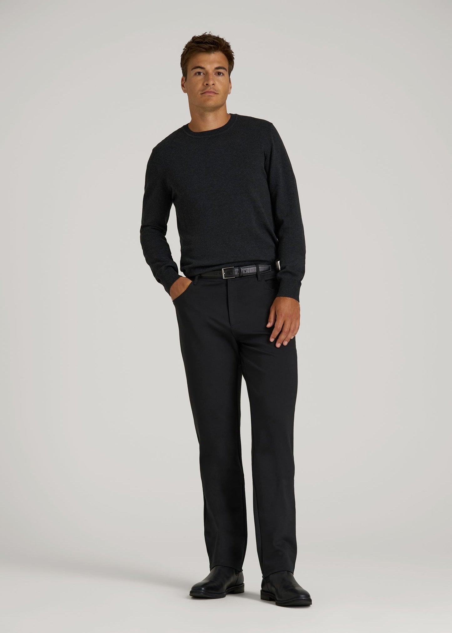 American Tall Men Soft Flex Ponte Pants for Tall Men in Black