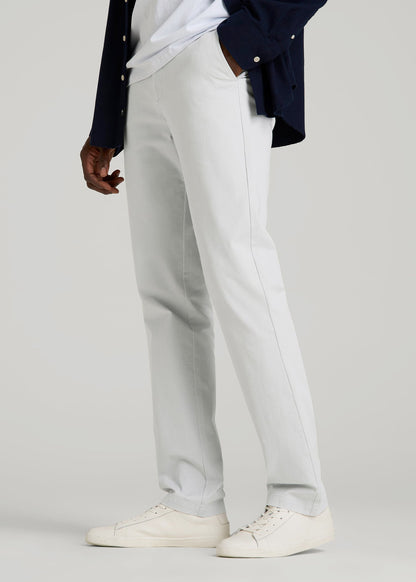 American Tall Men 4 Way Stretch Commuter TAPERED Chino Pants for Tall Men in Silver Drop