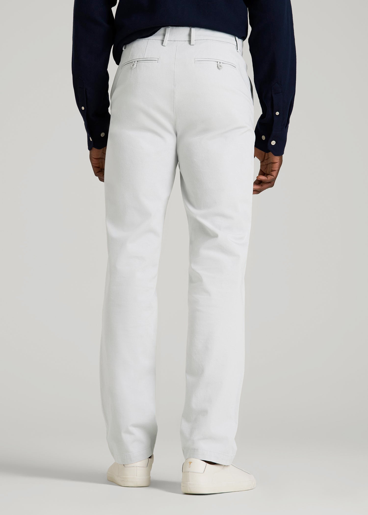 American Tall Men 4 Way Stretch Commuter TAPERED Chino Pants for Tall Men in Silver Drop
