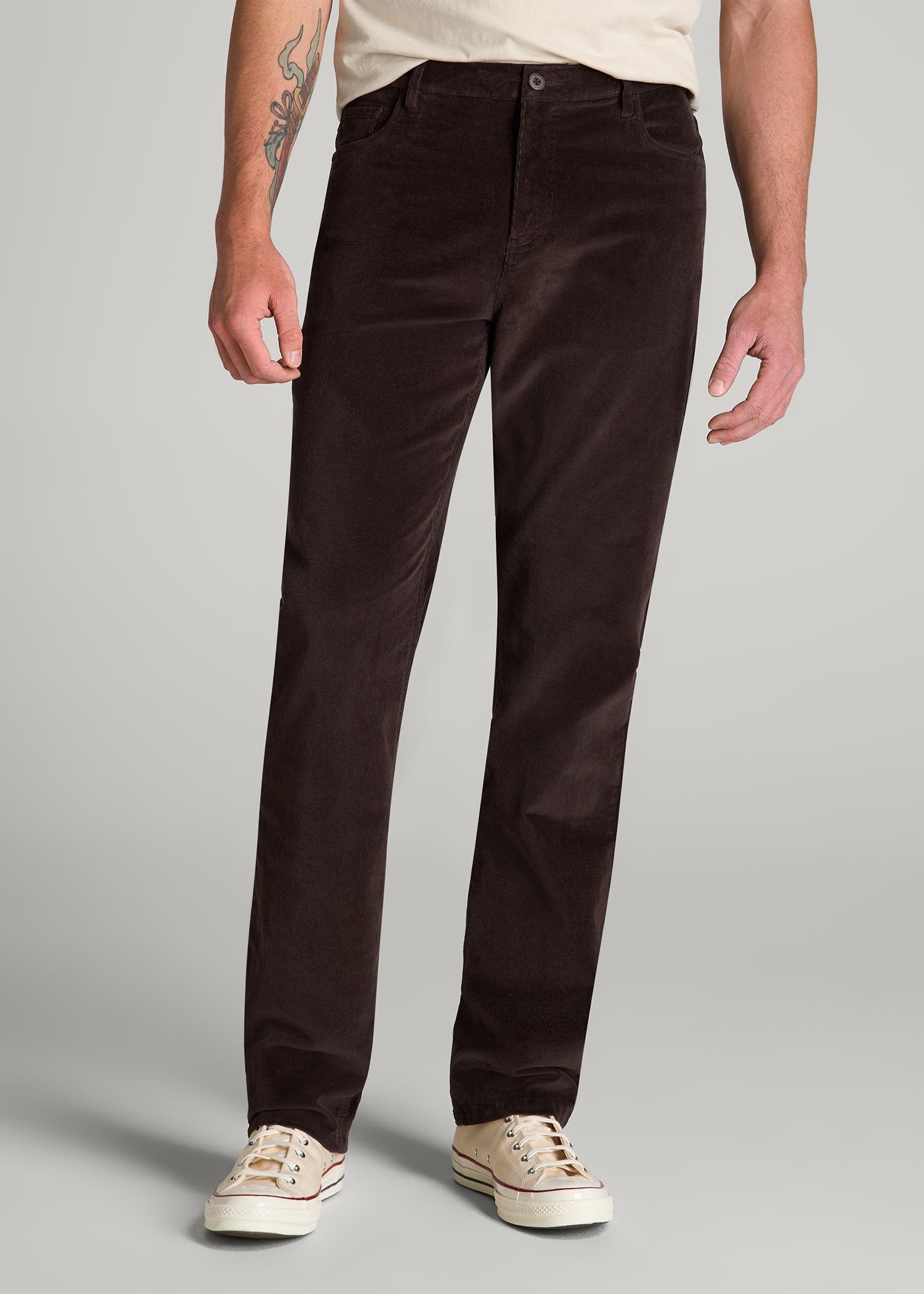 American Tall Men STRAIGHT-LEG Stretch Corduroy Pants for Tall Men in Chocolate
