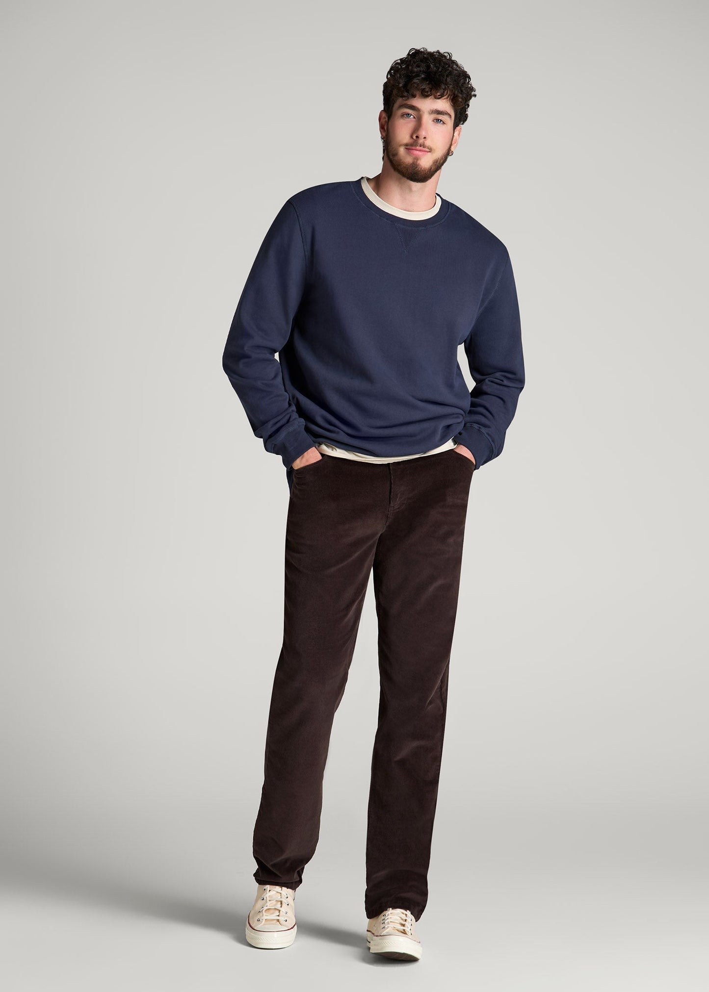 American Tall Men STRAIGHT-LEG Stretch Corduroy Pants for Tall Men in Chocolate