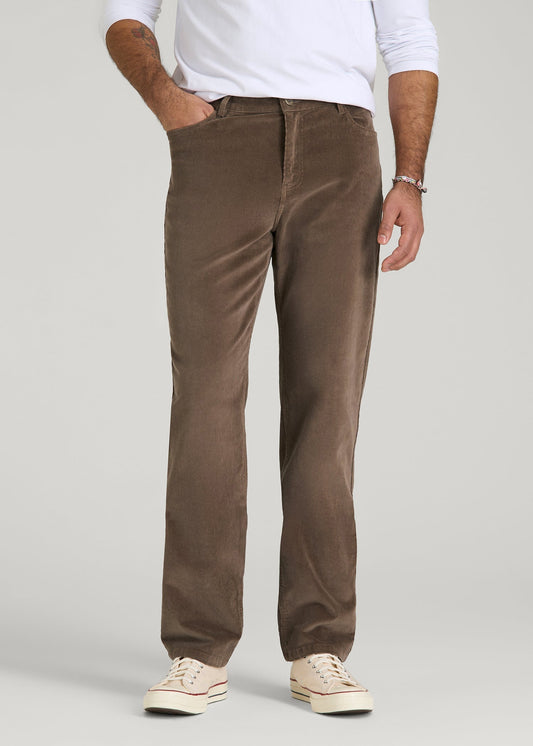 American Tall Men STRAIGHT-LEG Stretch Corduroy Pants for Tall Men in Dark Sand