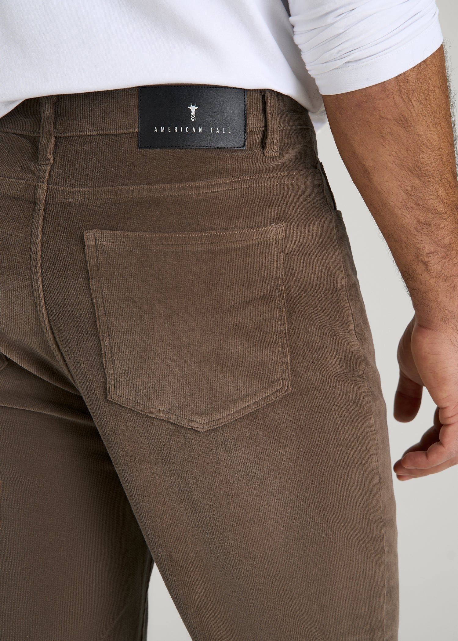 American Tall Men STRAIGHT-LEG Stretch Corduroy Pants for Tall Men in Dark Sand