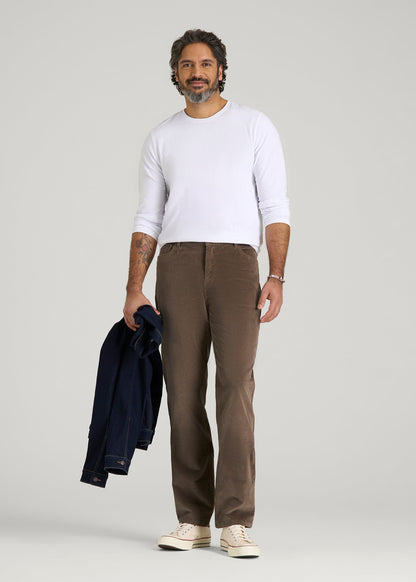 American Tall Men STRAIGHT-LEG Stretch Corduroy Pants for Tall Men in Dark Sand