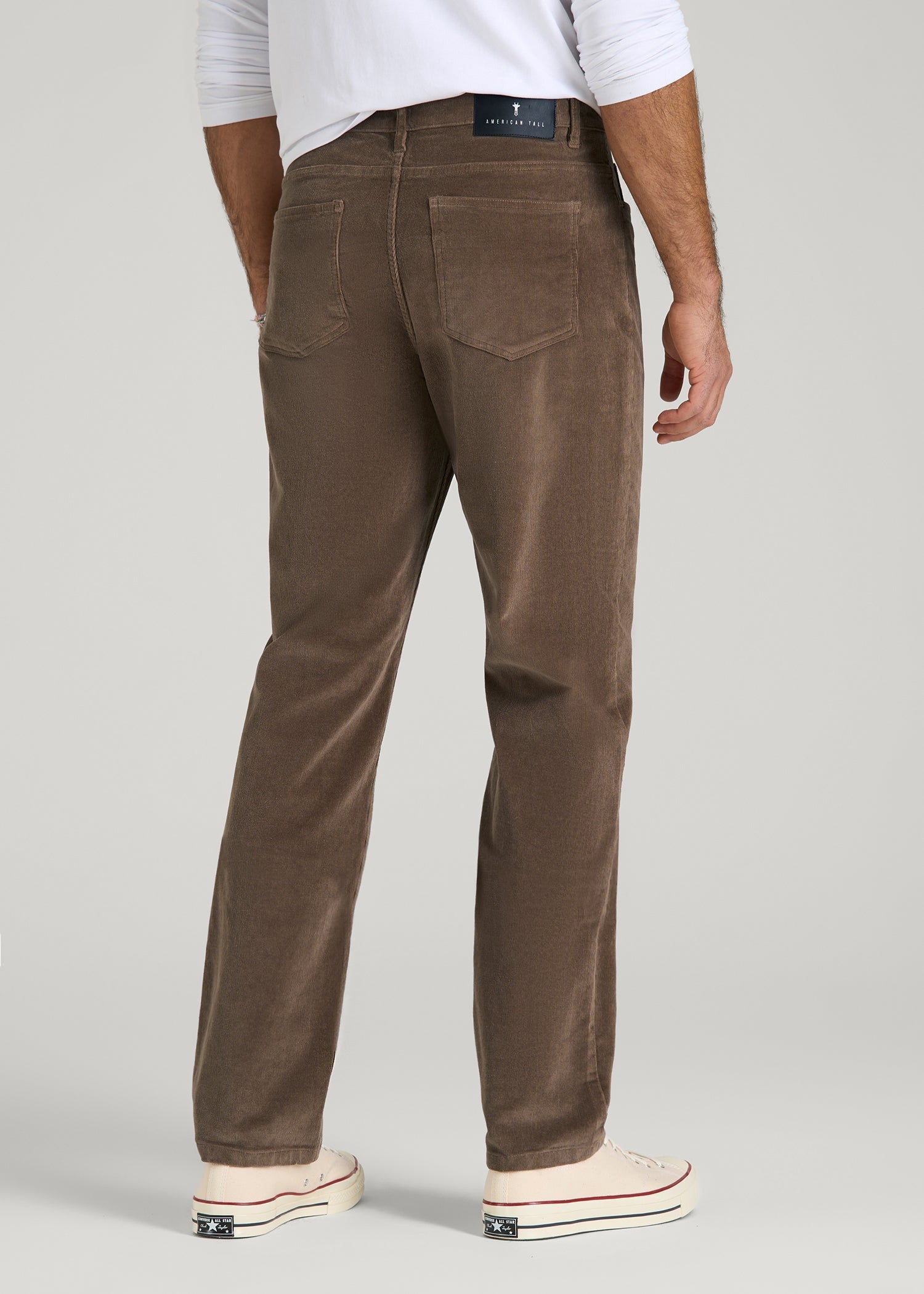 American Tall Men STRAIGHT-LEG Stretch Corduroy Pants for Tall Men in Dark Sand