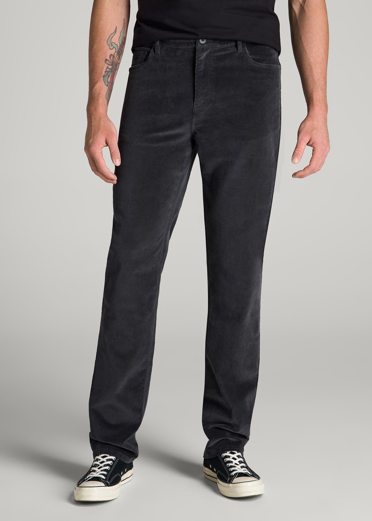 American Tall Men STRAIGHT-LEG Stretch Corduroy Pants for Tall Men in Iron Grey