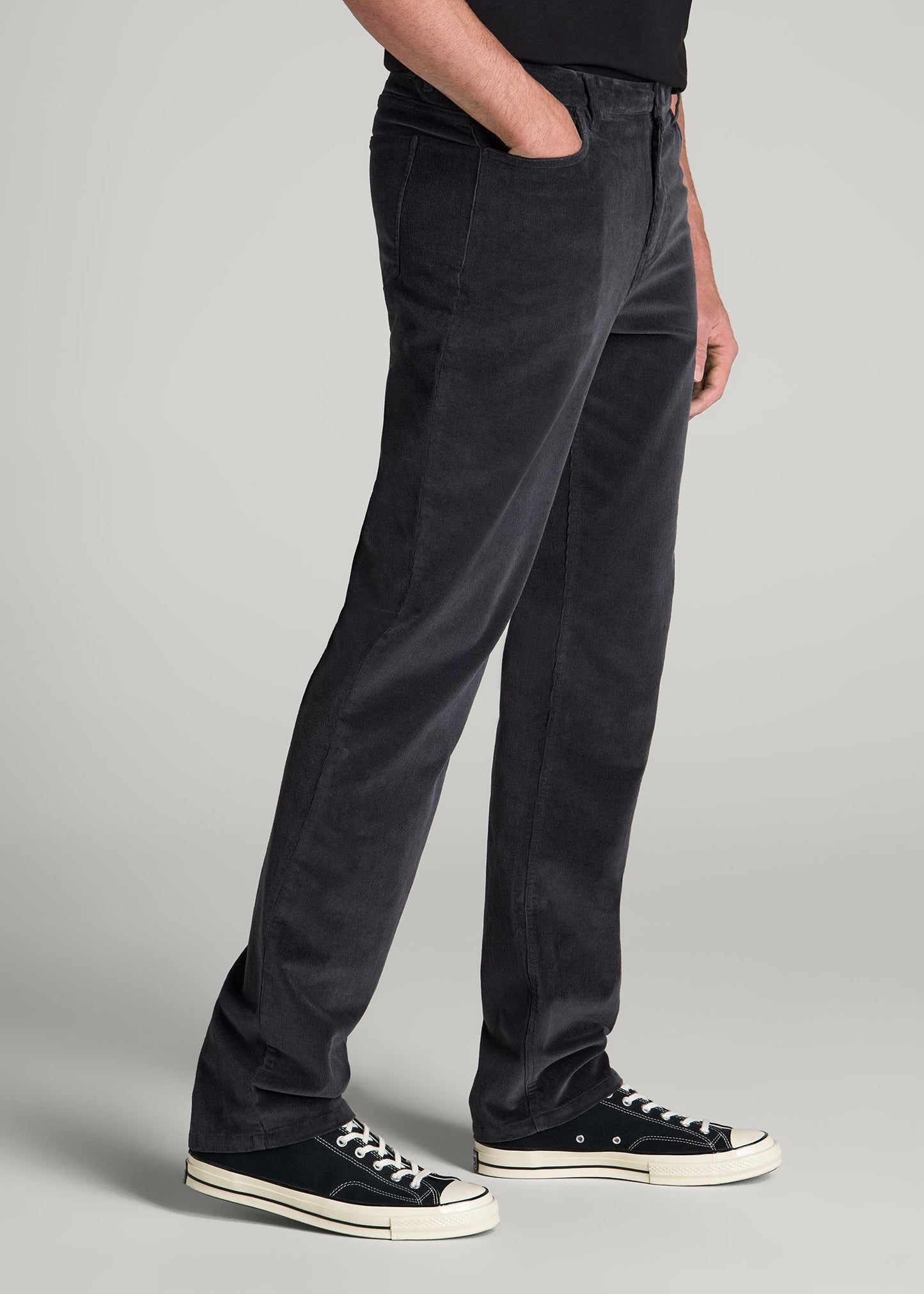 American Tall Men STRAIGHT-LEG Stretch Corduroy Pants for Tall Men in Iron Grey