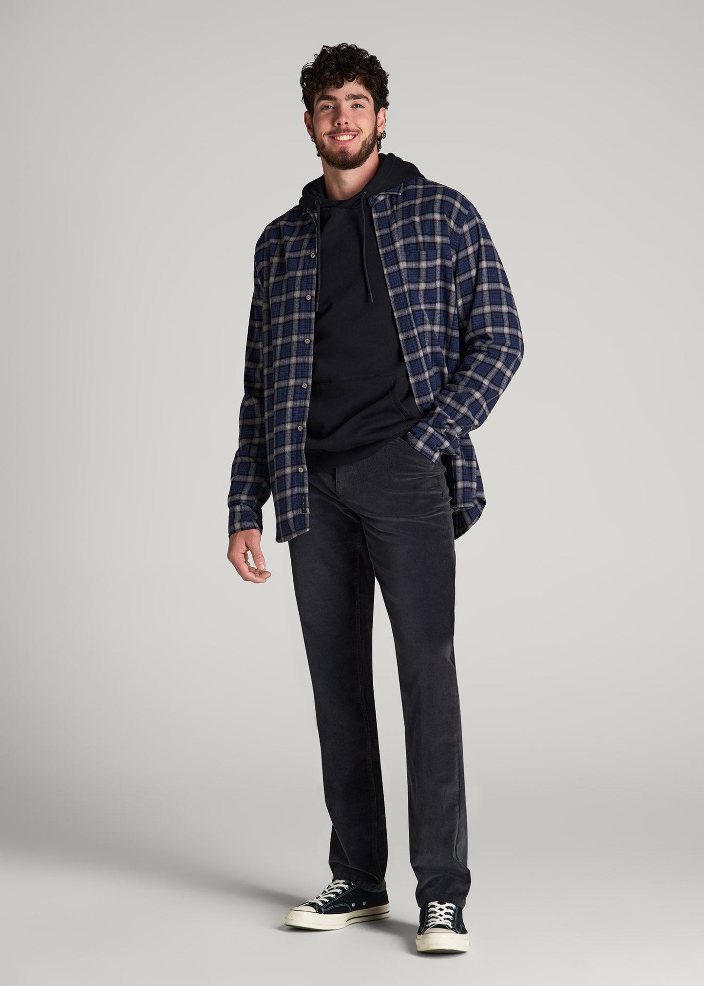 American Tall Men STRAIGHT-LEG Stretch Corduroy Pants for Tall Men in Iron Grey