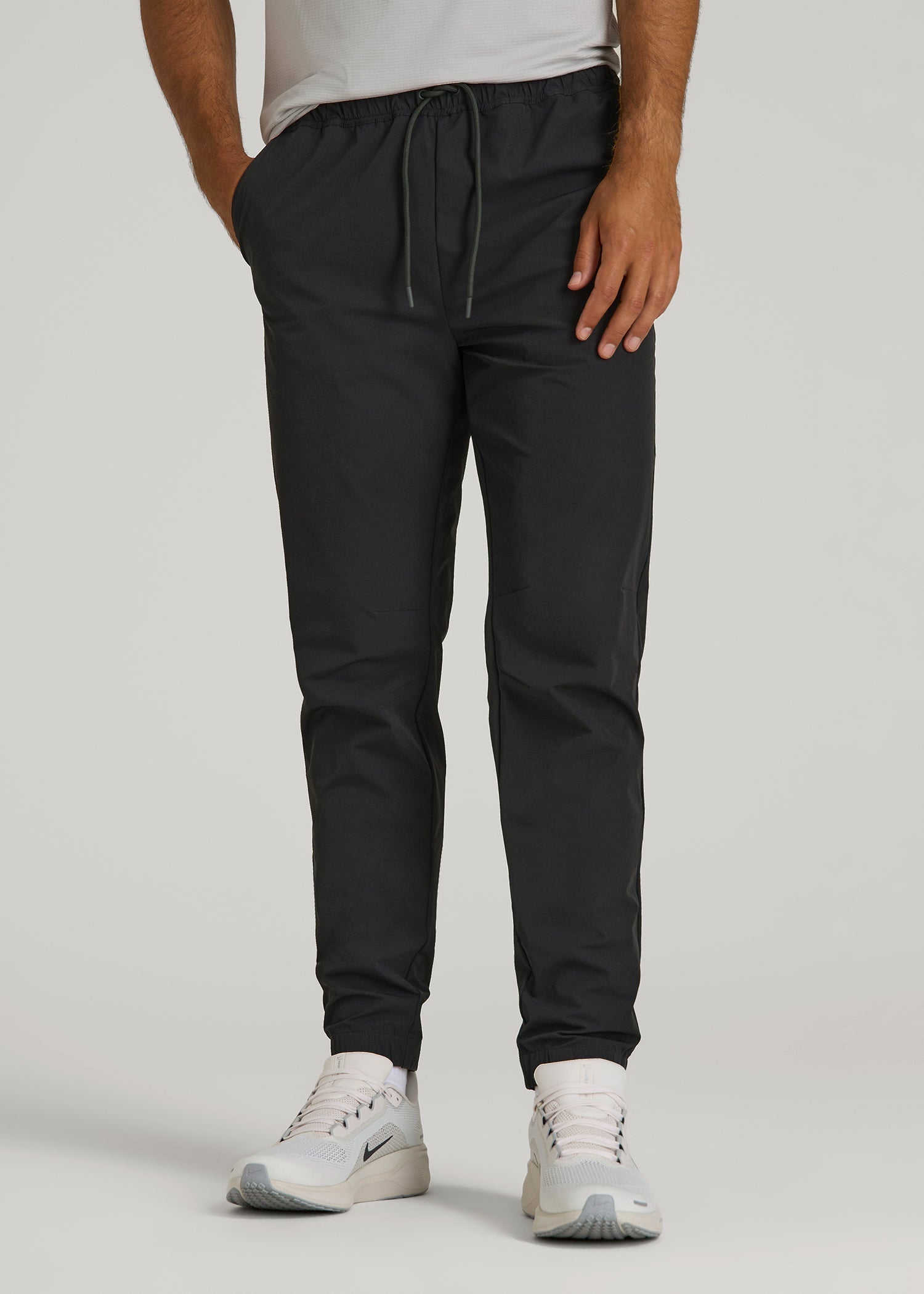 American Tall Men Flex Nylon Joggers for Tall Men in Black