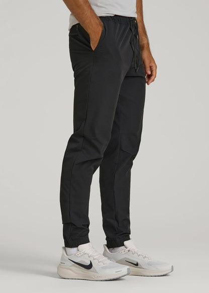 American Tall Men Flex Nylon Joggers for Tall Men in Black