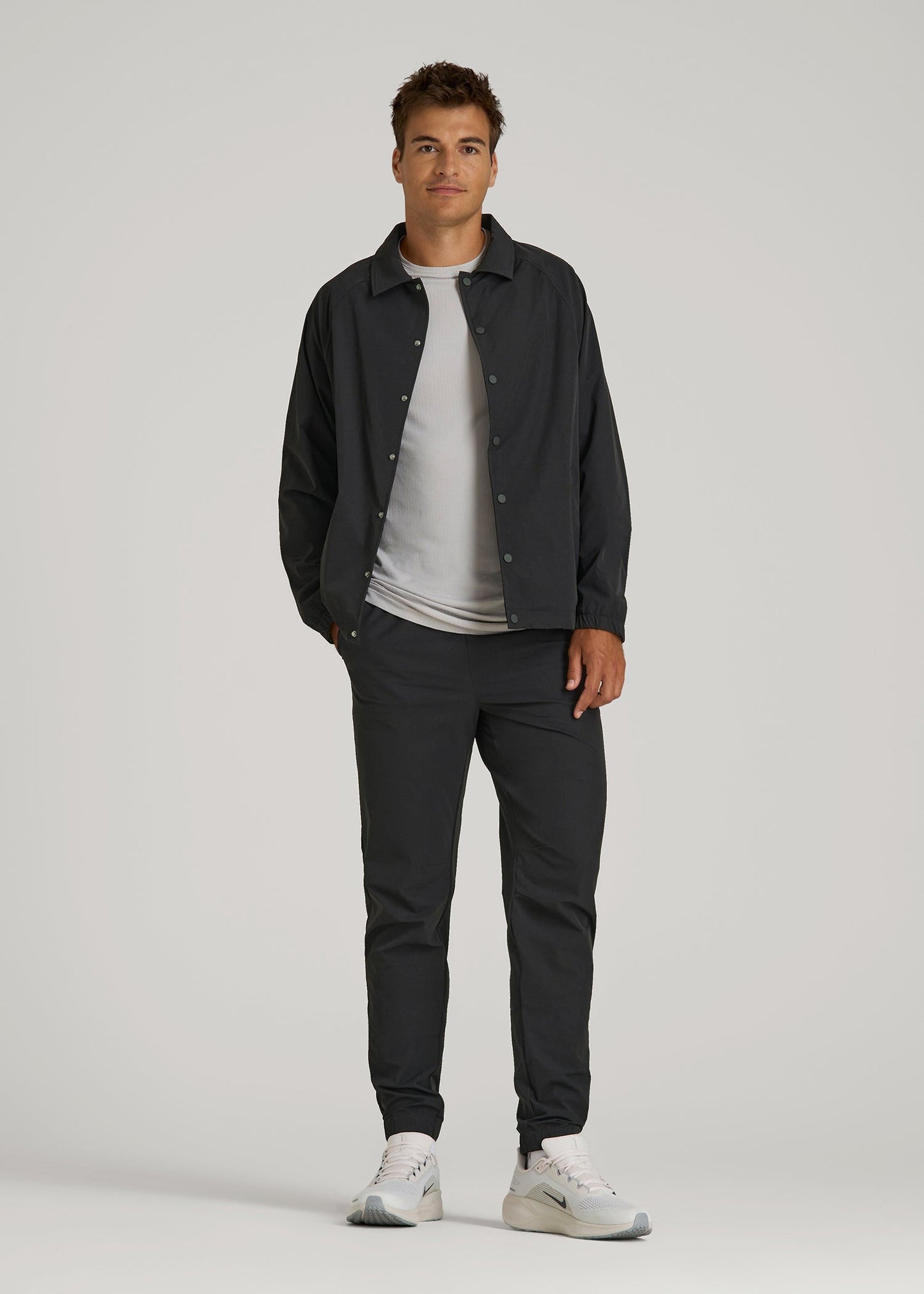 American Tall Men Flex Nylon Joggers for Tall Men in Black