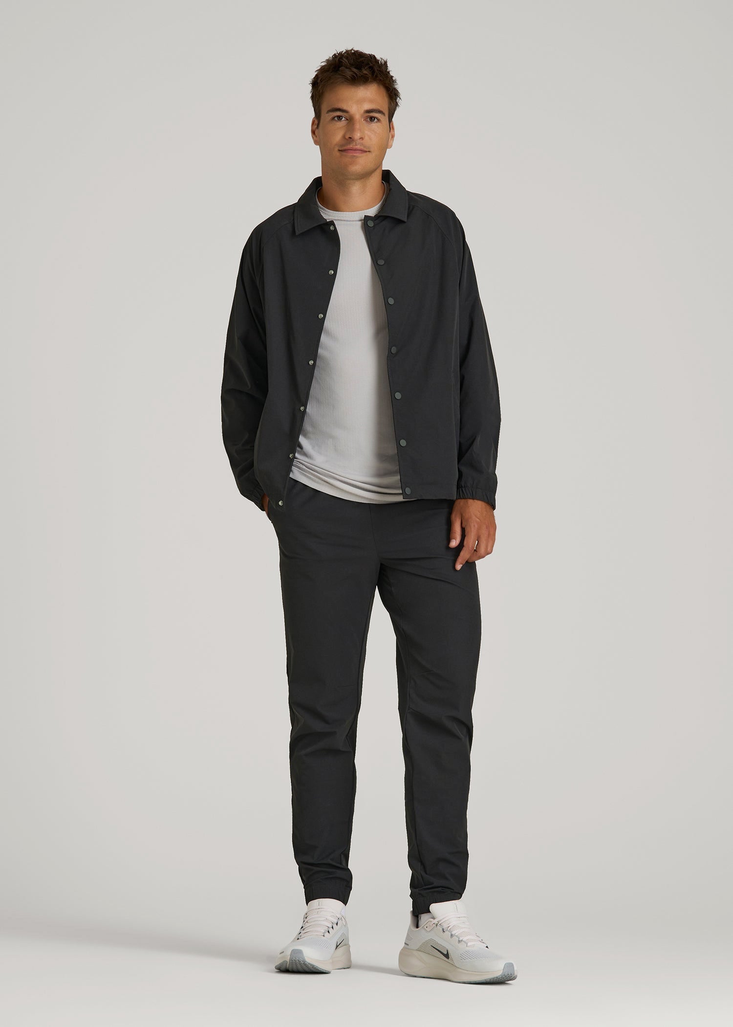 American Tall Men Flex Nylon Joggers for Tall Men in Black