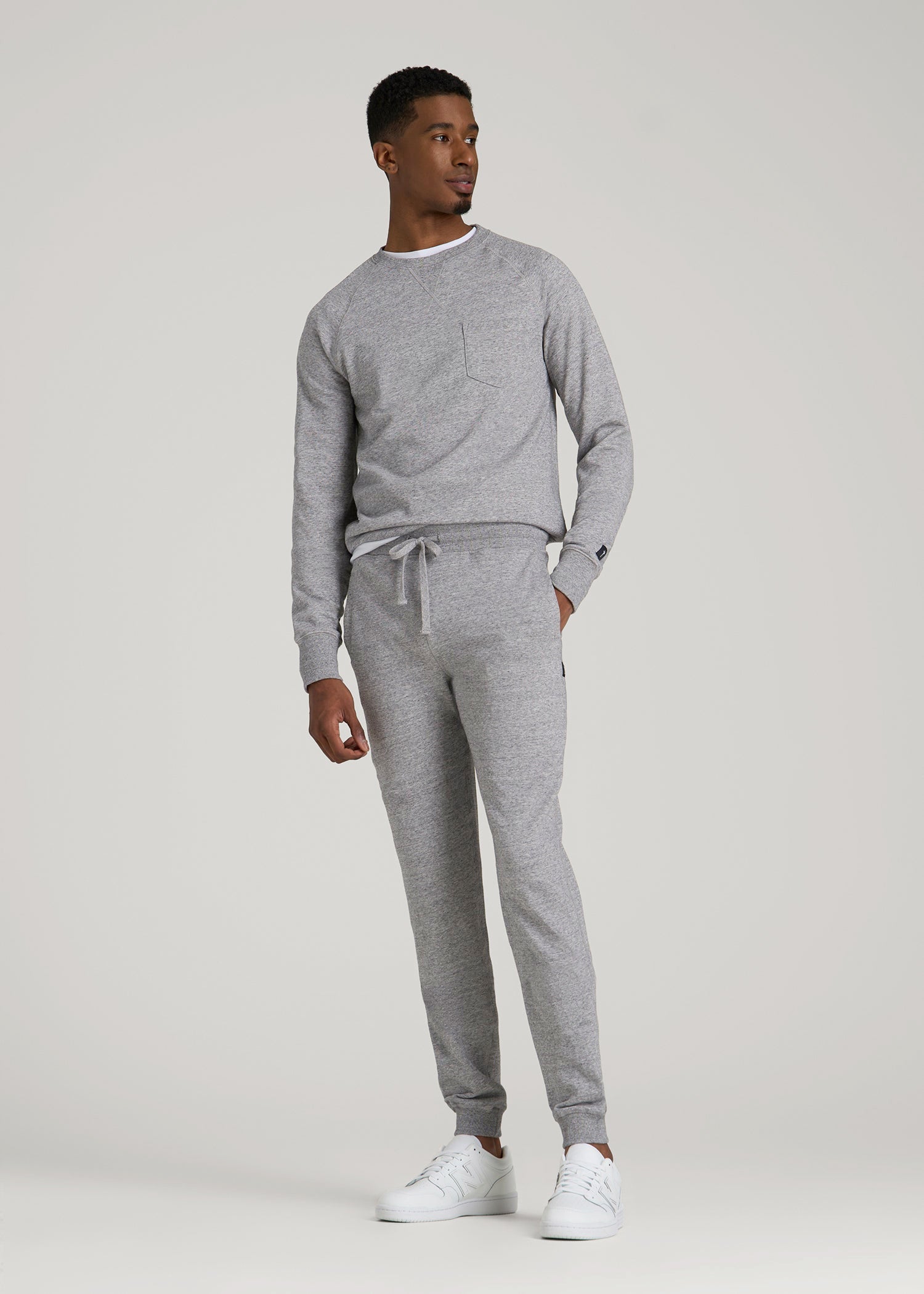 American Tall Men Wearever 2.0 French Terry Joggers for Tall Men in Heathered Grey