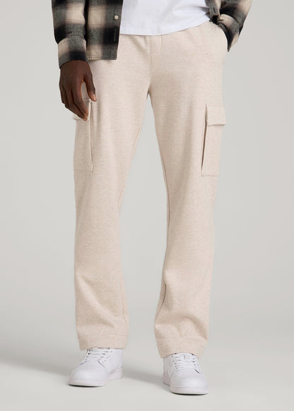 American Tall Men Wearever Fleece Straight Leg Cargo Sweatpant for Tall Men in Oatmeal Mix