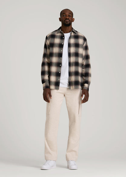 American Tall Men Wearever Fleece Straight Leg Cargo Sweatpant for Tall Men in Oatmeal Mix