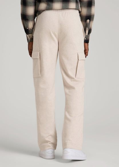 American Tall Men Wearever Fleece Straight Leg Cargo Sweatpant for Tall Men in Oatmeal Mix