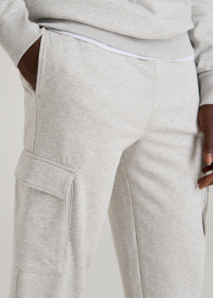 American Tall Men Wearever Fleece Straight Leg Cargo Sweatpant for Tall Men in Grey Mix