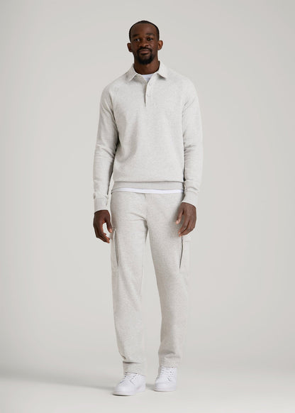 American Tall Men Wearever Fleece Straight Leg Cargo Sweatpant for Tall Men in Grey Mix