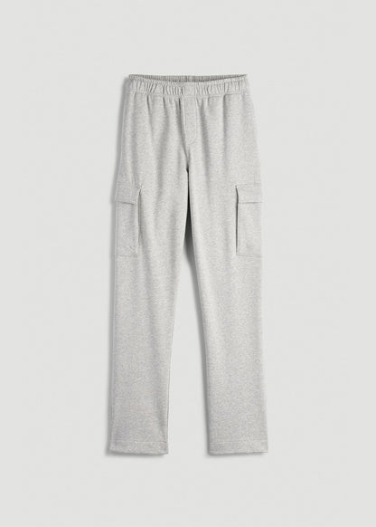 American Tall Men Wearever Fleece Straight Leg Cargo Sweatpant for Tall Men in Grey Mix