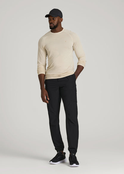 American Tall Men Featherweight Cargo Training Jogger for Tall Men in Black